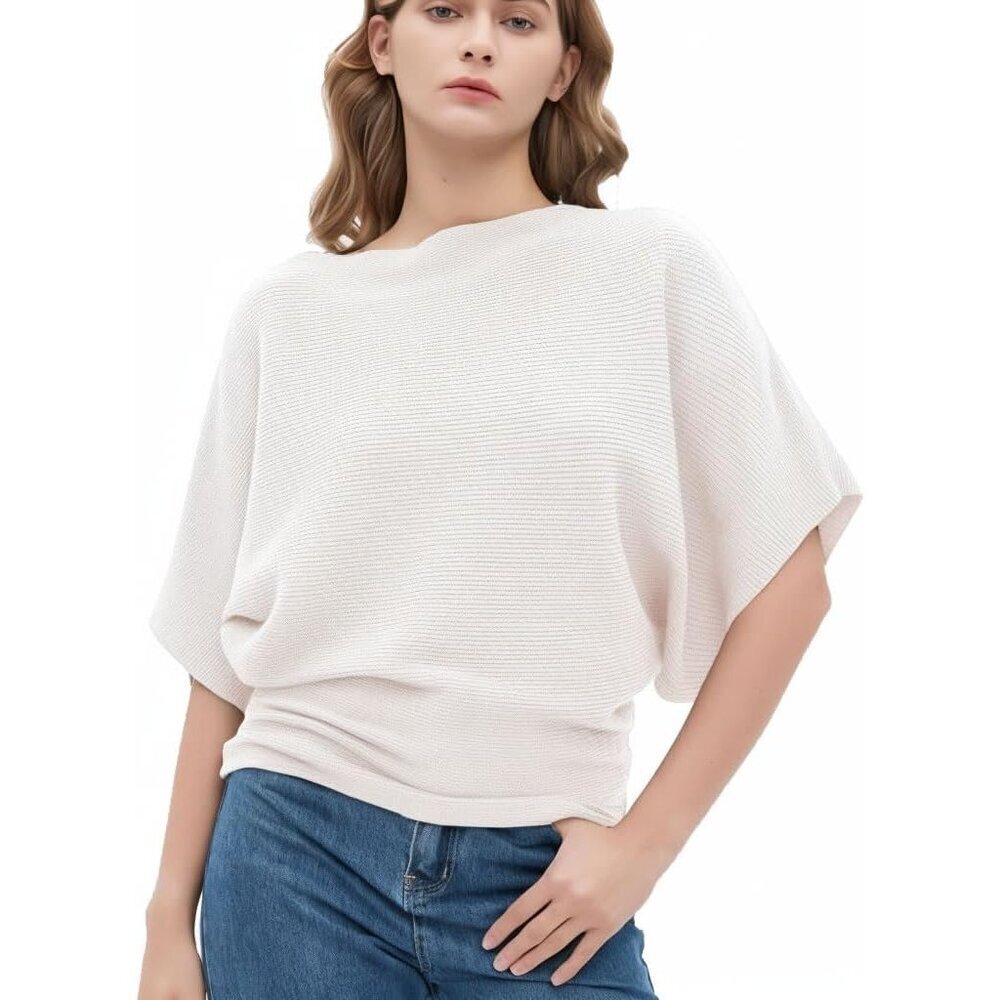Women's Knit Oversized Batwing Sleeve Sweater Vest Fall Casual Pullover